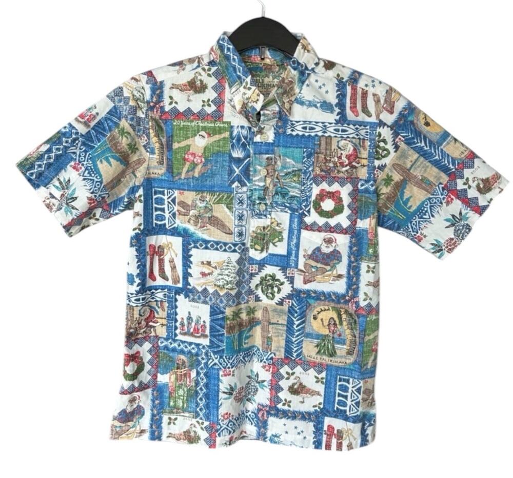 Reyn Spooner Mele Kalikimaka 2002 Shirt Mens XL Hawaiian Christmas Santa